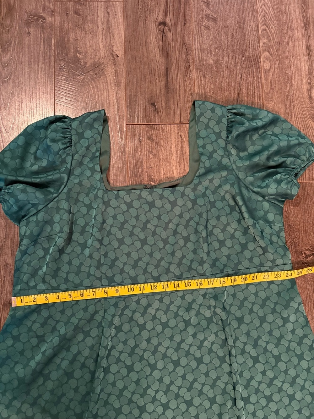 ModCloth women's Green Polka Dot Puff Sleeve jacquard Mini Dress size 2XL - Picture 10 of 11